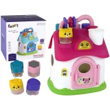 Różowy domek sorter dla dzieci z figurkami do sortowania kształtów