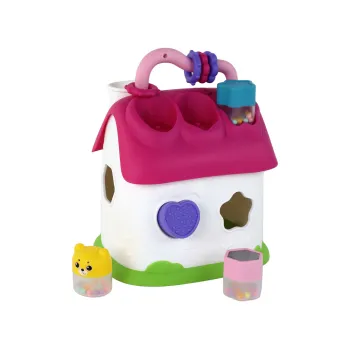 Domek sorter edukacyjny z otwieranymi drzwiami i kolorowymi otworami