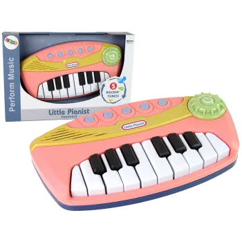 Różowe interaktywne pianino dziecięce z 16 klawiszami i efektami świetlnymi