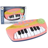 Różowe interaktywne pianino dziecięce z 16 klawiszami i efektami świetlnymi