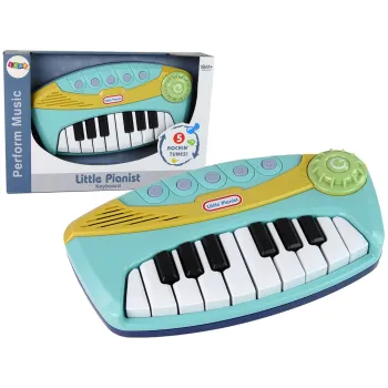 Niebieskie pianino interaktywne Little Pianist dla dzieci z podświetlanymi klawiszami