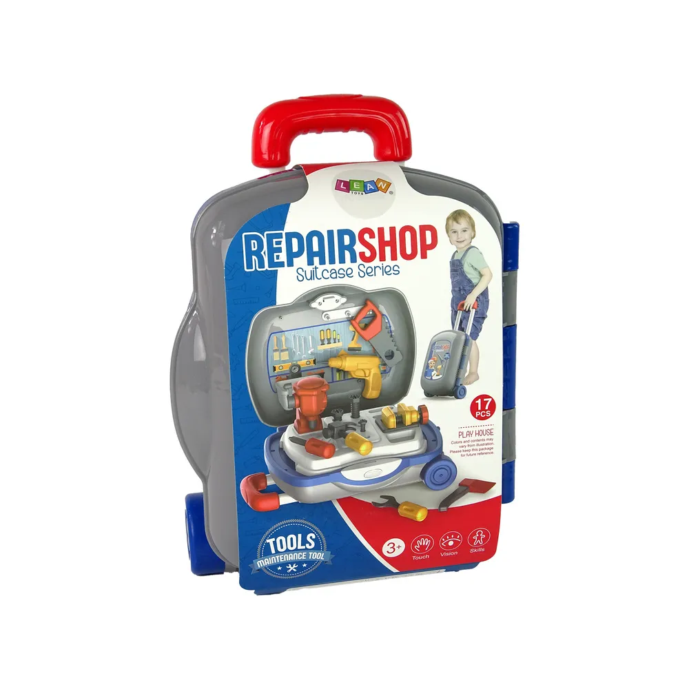 Bezpieczny zestaw narzędzi dla dziecka w poręcznej walizce