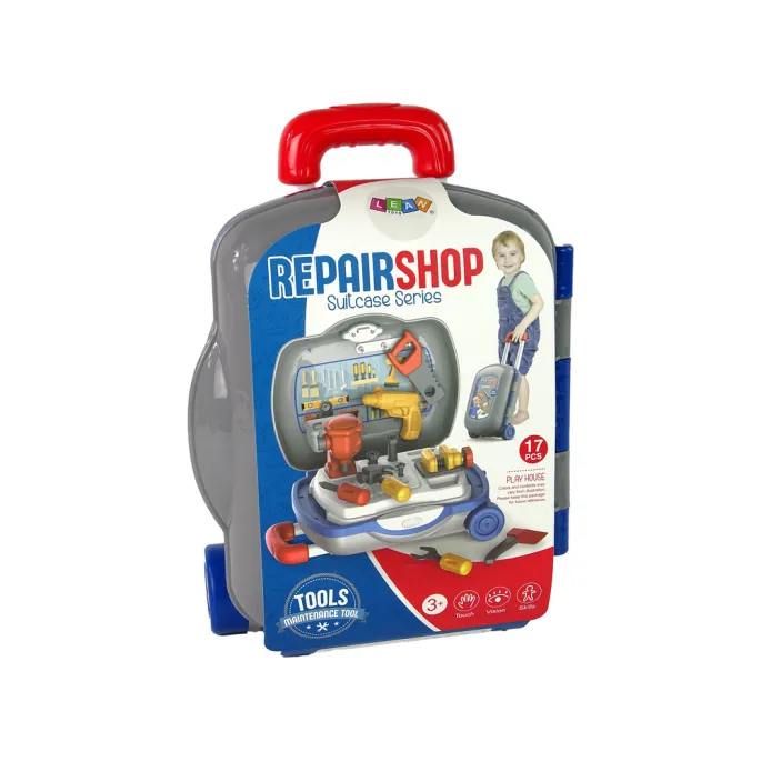 Bezpieczny zestaw narzędzi dla dziecka w poręcznej walizce