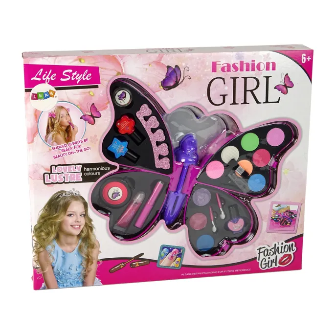 Zestaw kosmetyków do zabawy dla dzieci inspirowany motylem