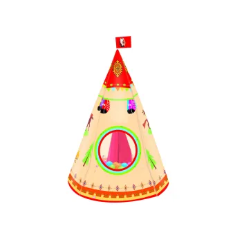 Namiot Tipi Dla Dzieci Styl Indiański Ogród Kremowy 160 cm x 105 cm