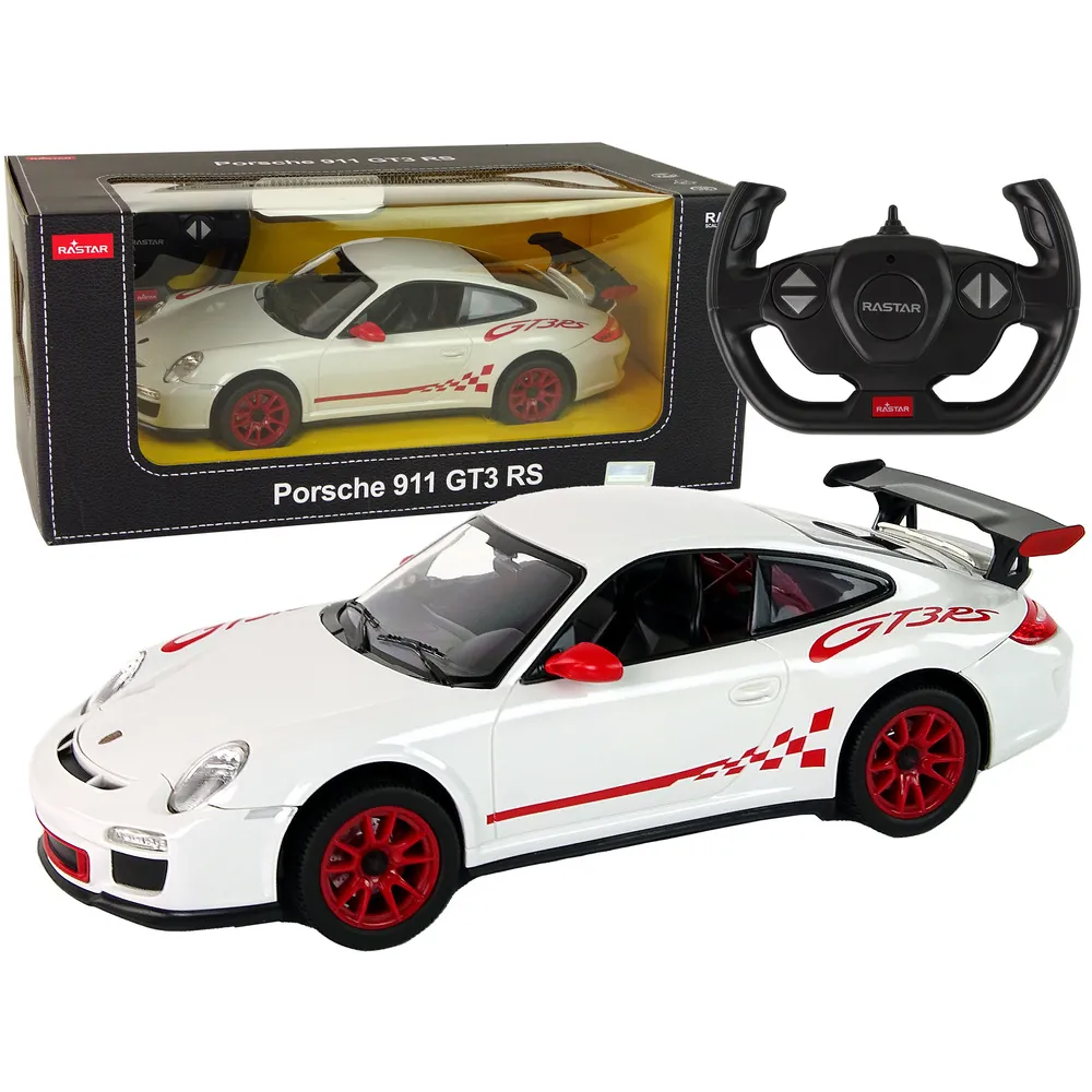 Białe auto R/C Porsche 911 GT3 RS 1:14 widok z boku