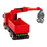 Zabawka zdalnie sterowana ciężarówka z ruchomym chwytakiem na tle jasnego tła