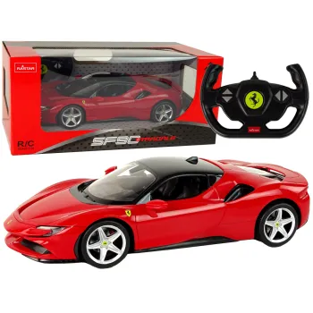 Czerwone zdalnie sterowane Ferrari SF90 1:14 widok z przodu