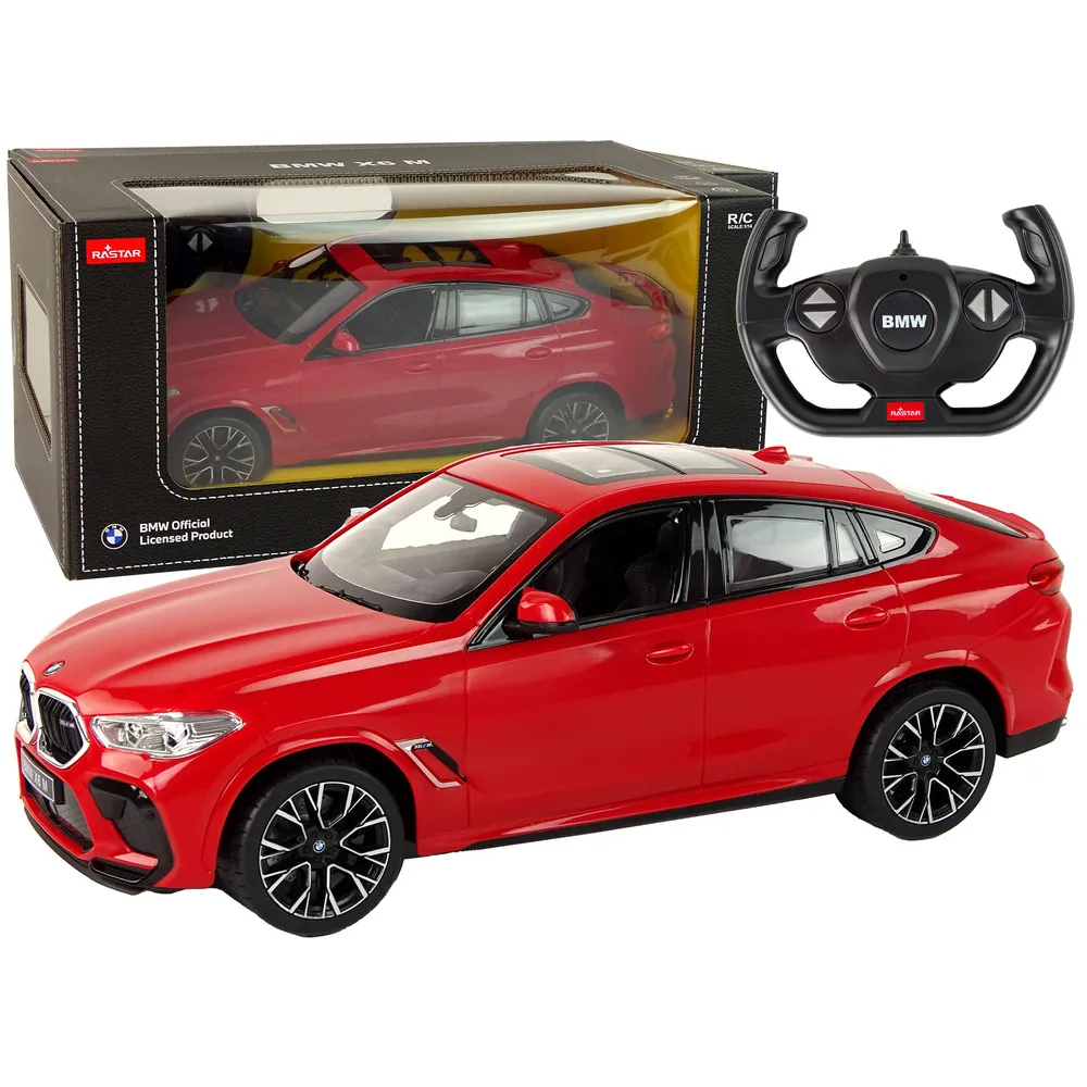 Czerwone BMW X6 M R/C w skali 1:14 z gumowymi kołami i światłami LED