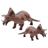 Duża figurka dinozaura Triceratops w brązowym kolorze o długości 36 cm