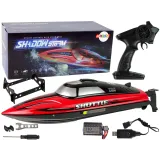 Czerwona motorówka R/C 2,4G poruszająca się po wodzie z prędkością 25 km/h