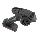 Widok na elegancką, czerwoną motorówkę RC podczas zabawy na jeziorze