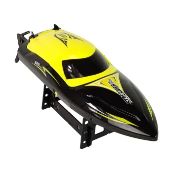 Oświetlenie LED na kadłubie motorówki RC podczas zmierzchu