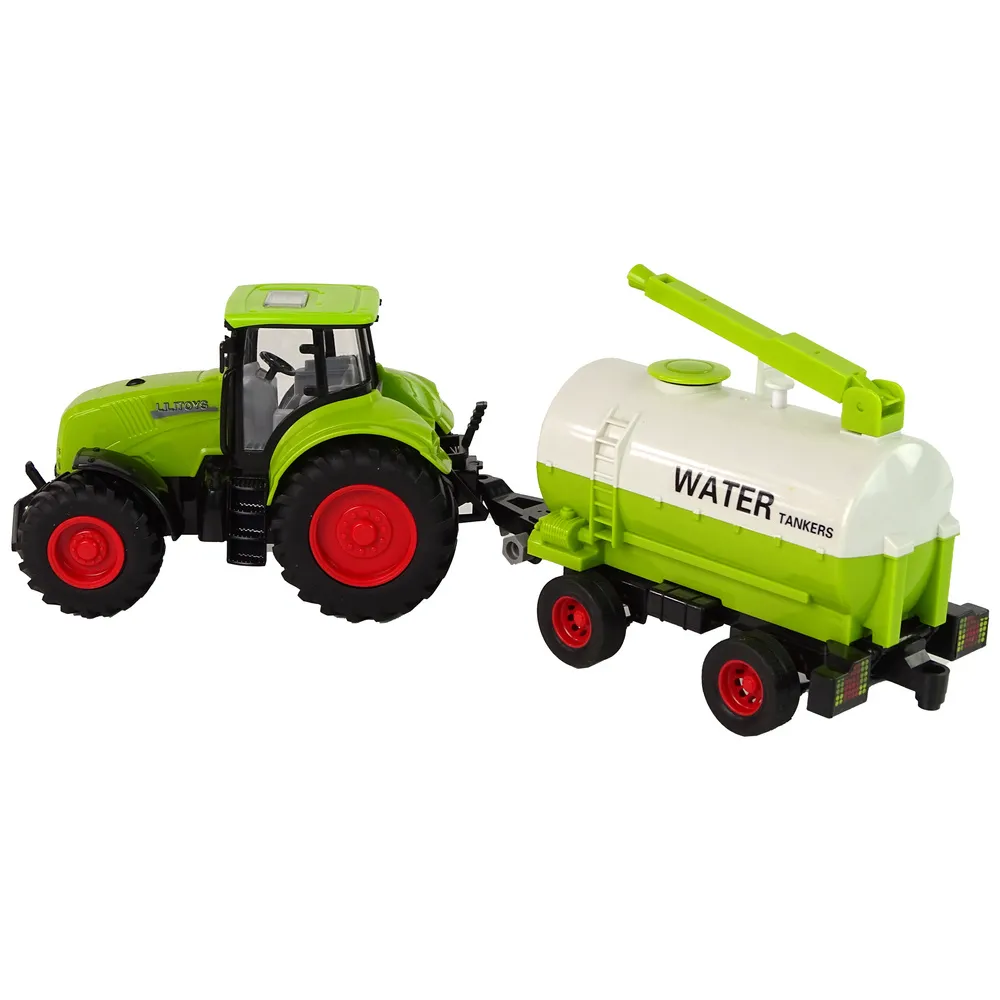 Duże zielone koła traktora zabawki z przyczepą