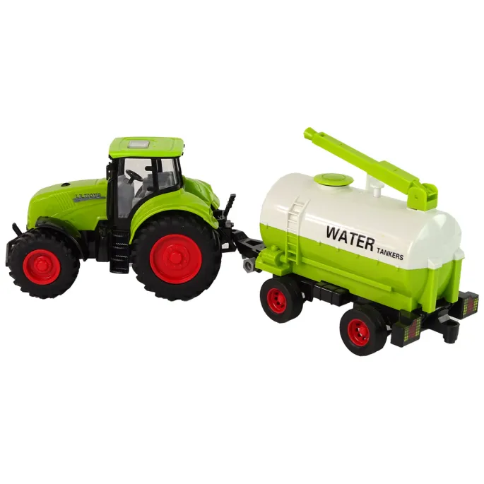 Duże zielone koła traktora zabawki z przyczepą