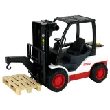 Realistyczny wózek widłowy zabawkowy z ruchomym widelcem dla małych operatorów