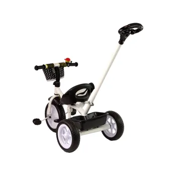 Rower trójkołowy z pojemnym koszykiem na zabawki i regulowaną kierownicą