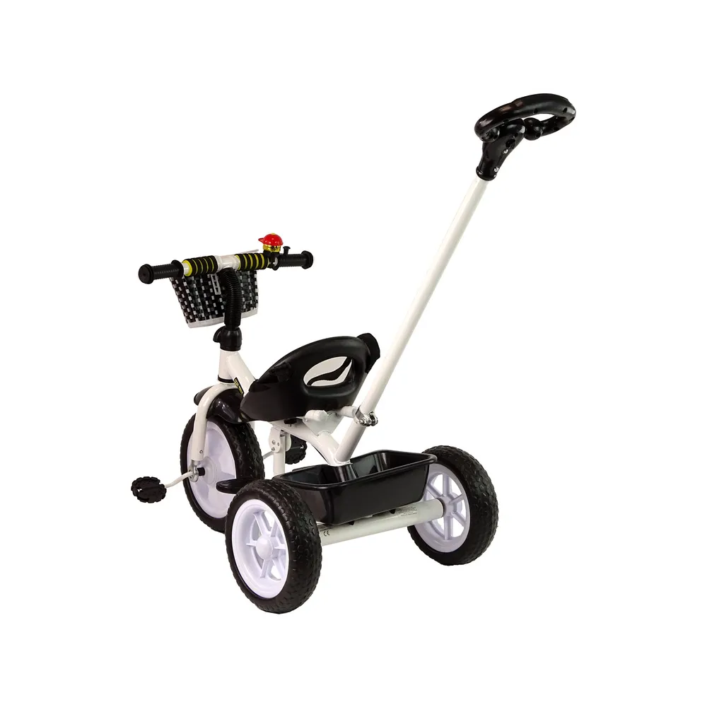 Rower trójkołowy z pojemnym koszykiem na zabawki i regulowaną kierownicą