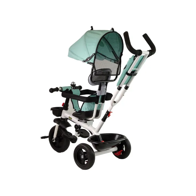 Widok na składany daszek UV rowerka trójkołowego PRO200 w kolorze miętowym