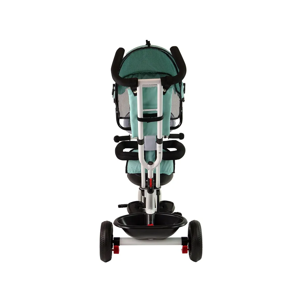 Rower trójkołowy PRO200 Miętowy z prowadnicą dla rodzica podczas spaceru