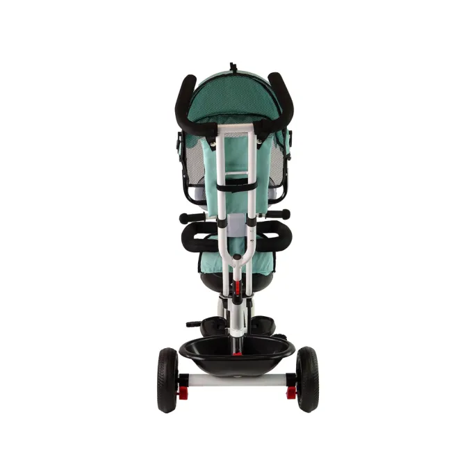 Rower trójkołowy PRO200 Miętowy z prowadnicą dla rodzica podczas spaceru