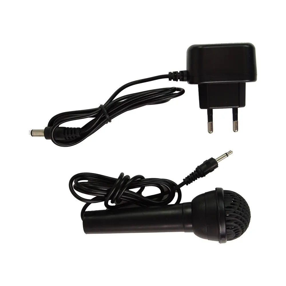 Czarny keyboard edukacyjny z mikrofonem dla najmłodszych muzyków