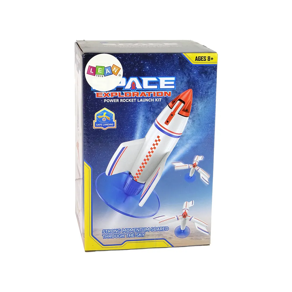 Bezpieczna rakieta z podstawą startową i kolorowymi naklejkami do dekoracji