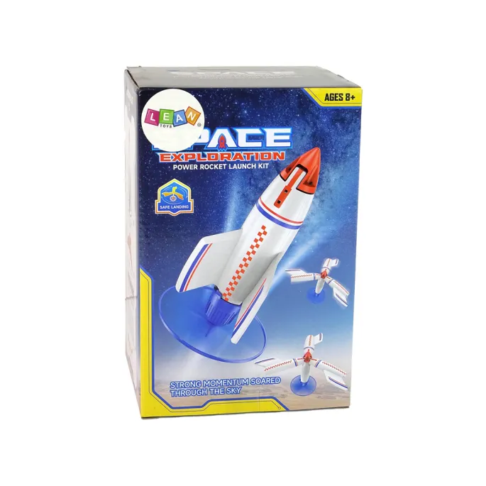 Bezpieczna rakieta z podstawą startową i kolorowymi naklejkami do dekoracji