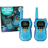 Niebieskie walkie talkie dla dzieci, zestaw dwupak, komunikacja na 3 km