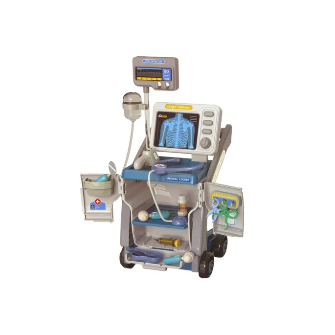 interaktywny zestaw małego doktora na kółkach z dekoracyjnymi naklejkami