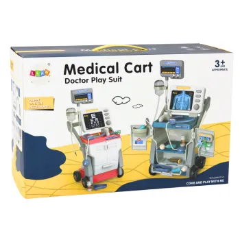 niebieski stetoskop zabawkowy z zestawem narzędzi dla najmłodszych