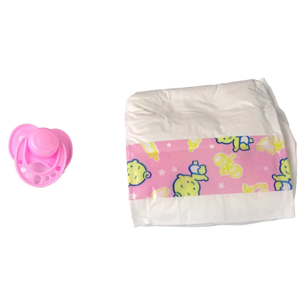 Lalka bobas długości 40 cm w zestawie z pampersami i smoczkiem