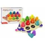 Kolorowy drewniany jeż edukacyjny z 10 pionkami dla dzieci powyżej 3 lat