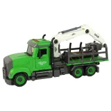 Interaktywny pojazd budowlany dla dzieci z dwoma kawałkami drewna