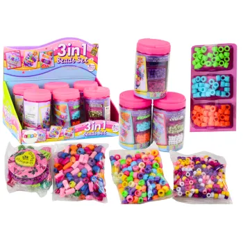 Zestaw koralików w słoiku do tworzenia własnej biżuterii dla dzieci