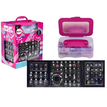 Zestaw do robienia bransoletek z różnokolorowymi koralikami i zawieszkami