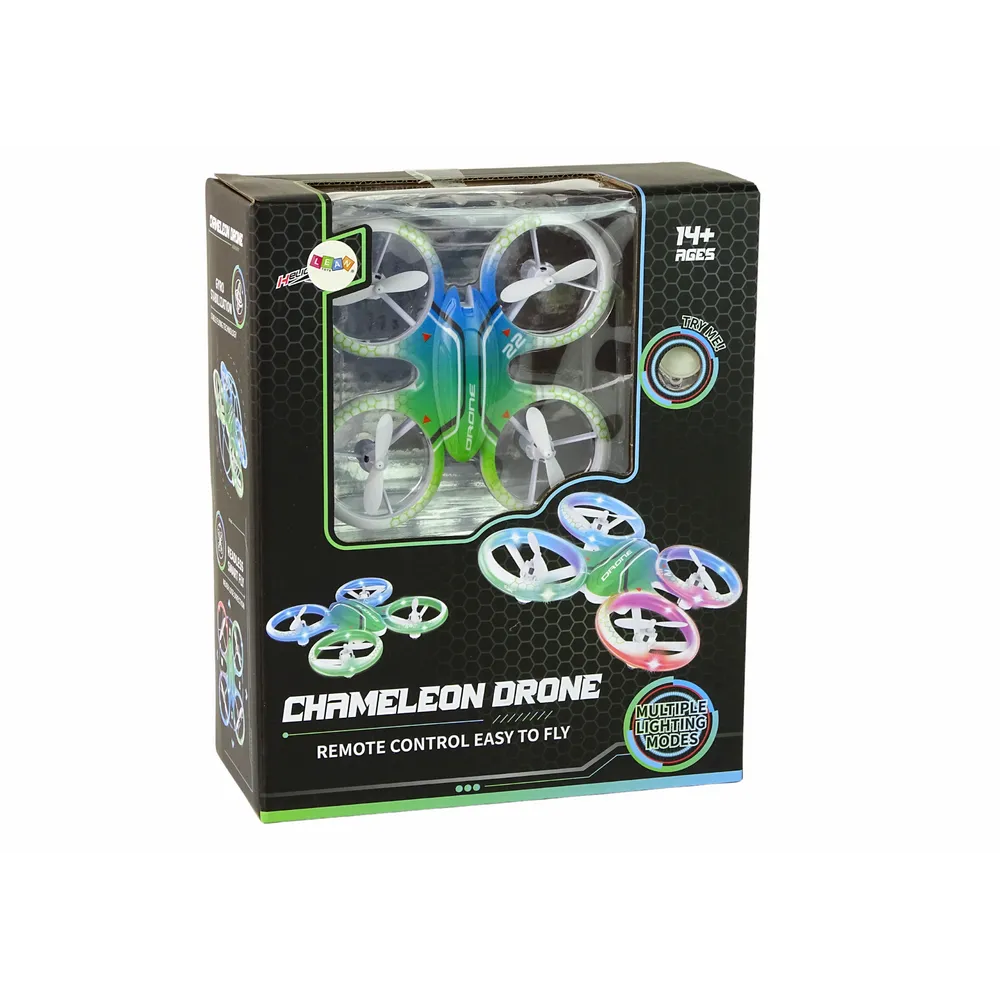 Dron z trwałego plastiku z efektownym kolorowym oświetleniem