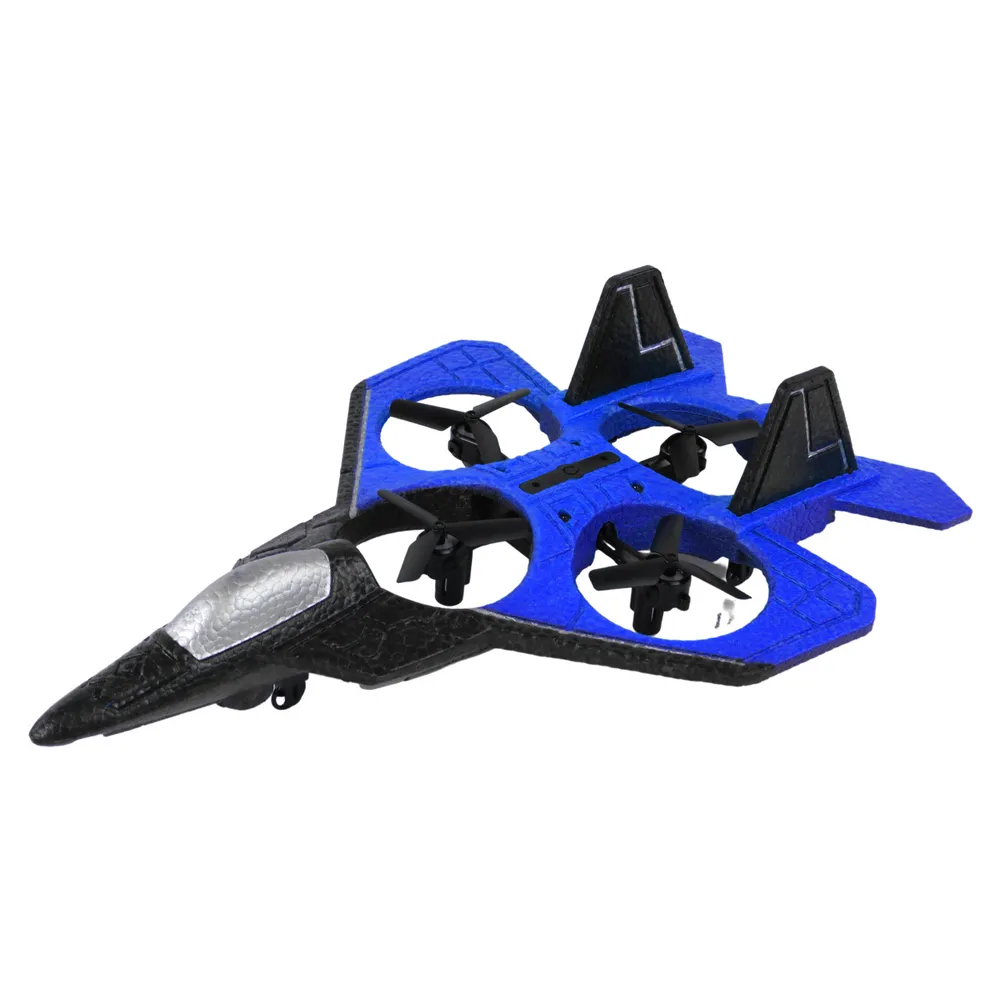 Widok zestawu zdalnie sterowanego samolotu RC z pilotem i akcesoriami