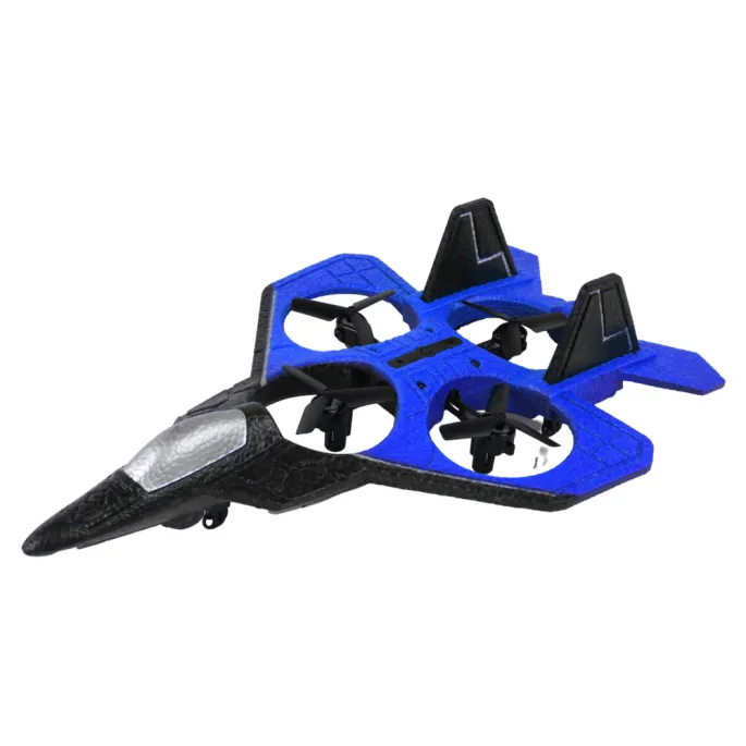 Widok zestawu zdalnie sterowanego samolotu RC z pilotem i akcesoriami