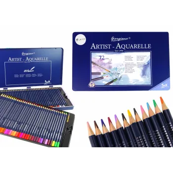 Zestaw 72 Kredek Akwarelowych Metalowy Pojemnik