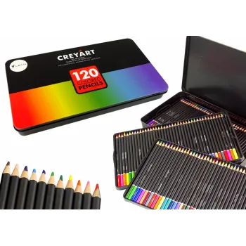 Zestaw 120 Kredek Artystycznych Metalowy Pojemnik