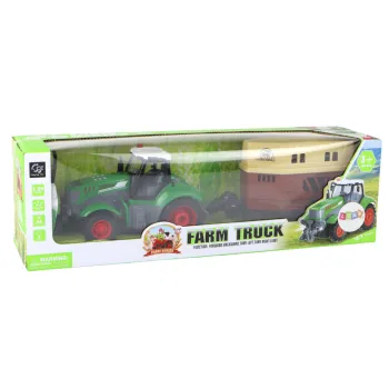 Zestaw RC: traktor, przyczepa, akumulator i kabel USB do ładowania