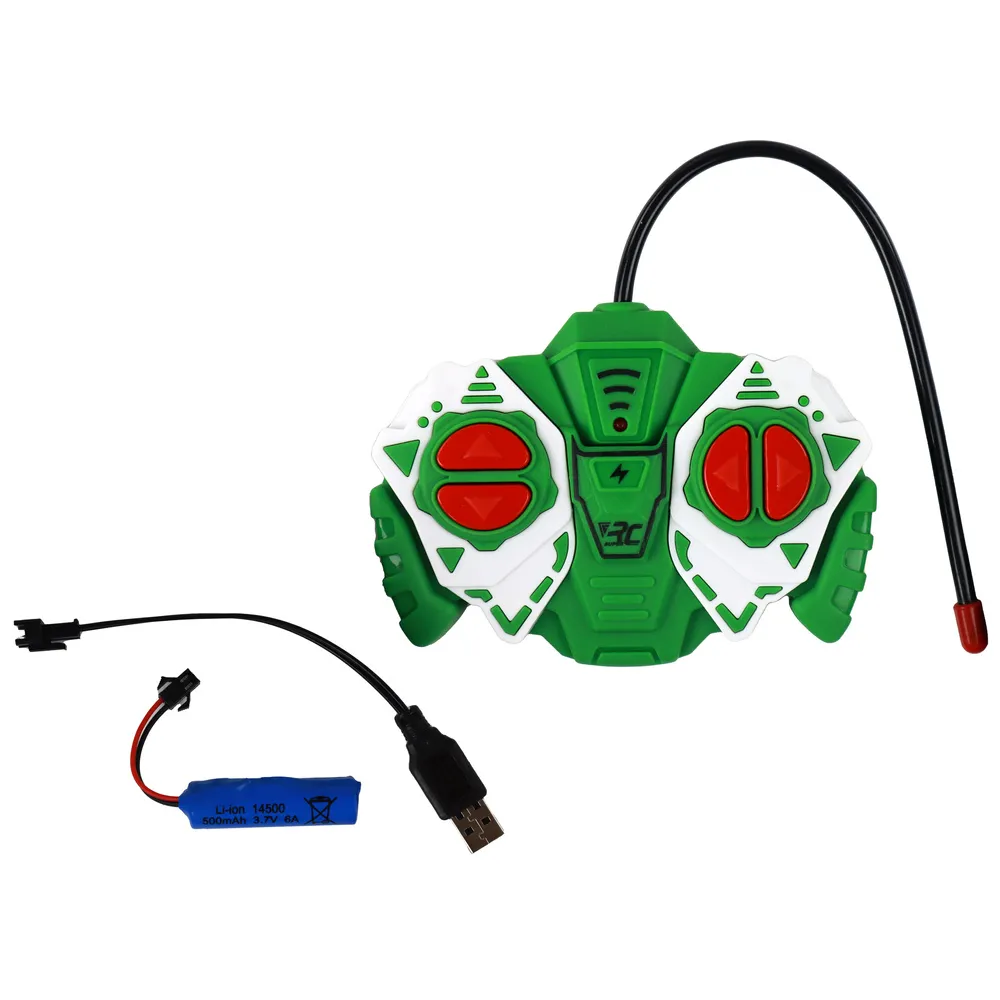 widok z boku na zielony traktor rc z dużymi kołami