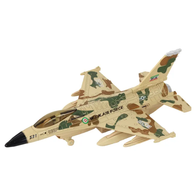 Zabawka samolot w moro dla małych fanów lotnictwa wojskowego