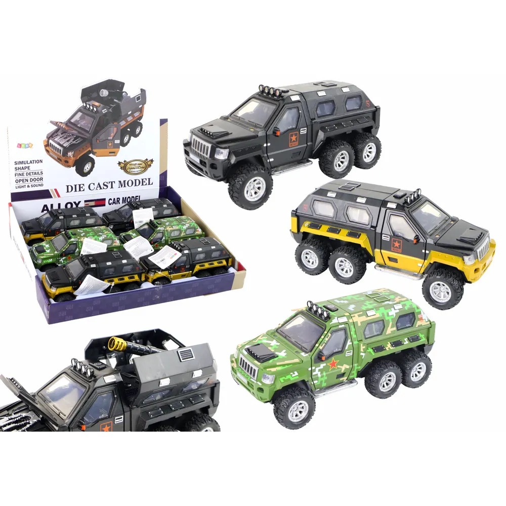 Auto zabawka militarna z armatą w trzech wersjach kolorystycznych