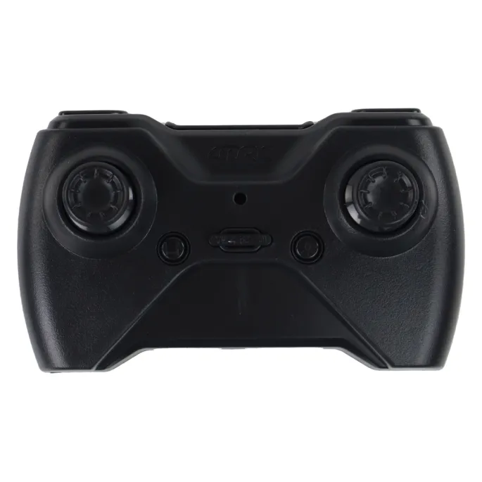 Biały samolot RC 4D-G2 w locie w pomieszczeniu z widocznymi światłami LED