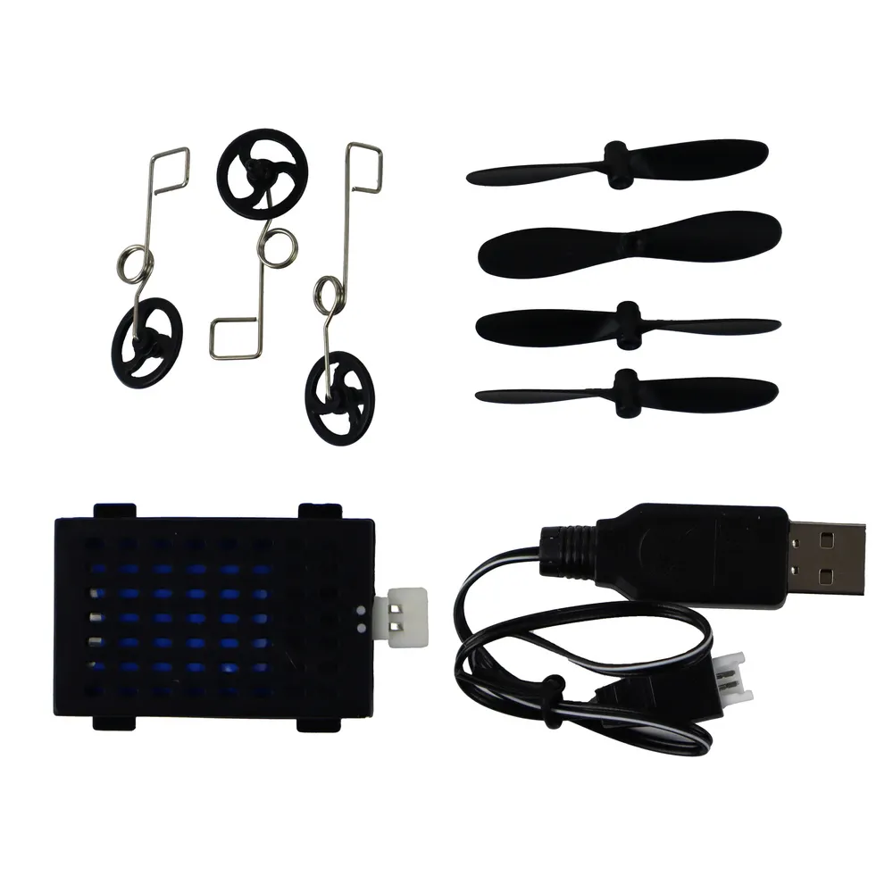 Zestaw akcesoriów do samolotu RC 4D-G4 obok modelu