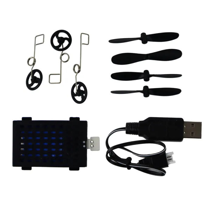 Zestaw akcesoriów do samolotu RC 4D-G4 obok modelu