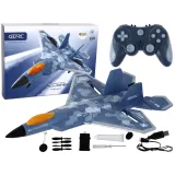 Duży niebieski samolot RC 4D-G7 ze światłami LED na białym tle