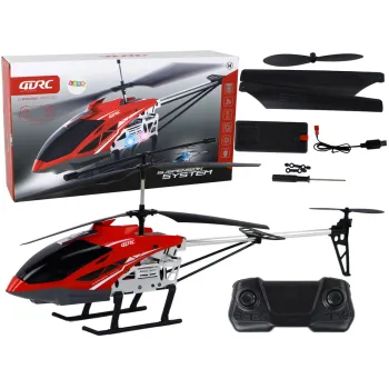 Czerwony helikopter RC 70 cm z pilotem na tle białym